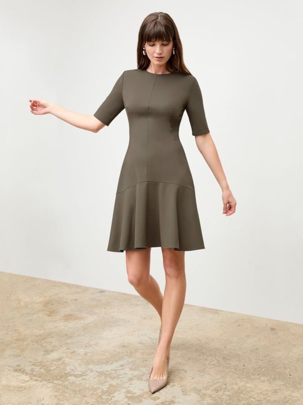 Sustainable Short Sleeve Fit-and-Flare Dress